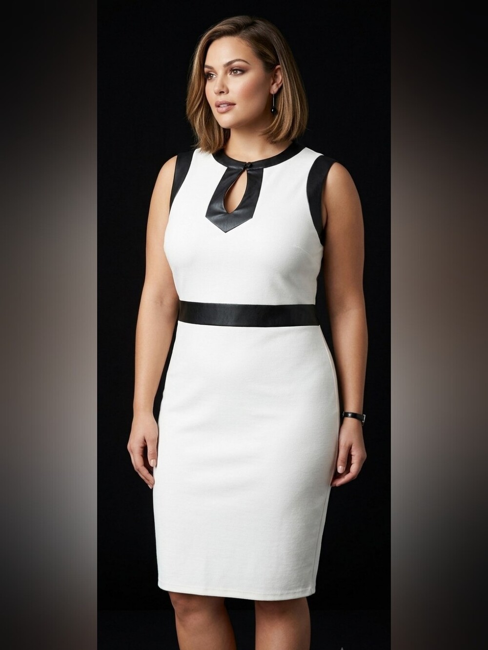 Ashley Stewart Women's White/Ivory Bodycon Dress Size 14/16 NWT